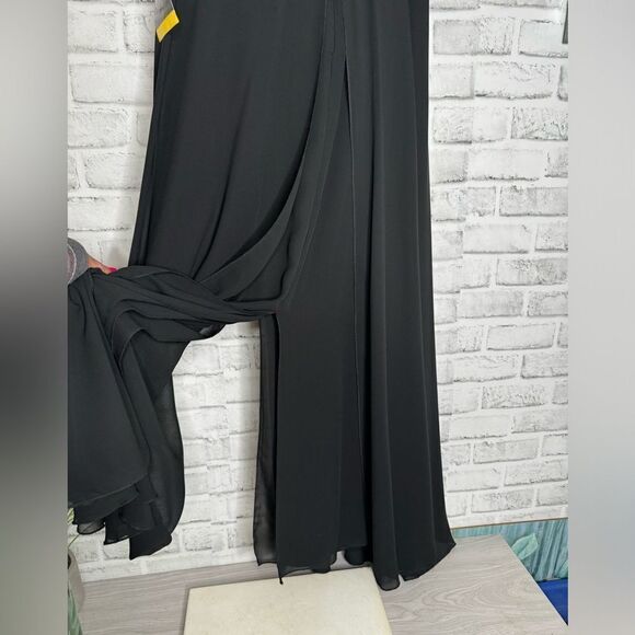 NWT ONYX NITE Black Triple Lay Maxi Skirt Size Small Flowy High Slit Party - Picture 3 of 7